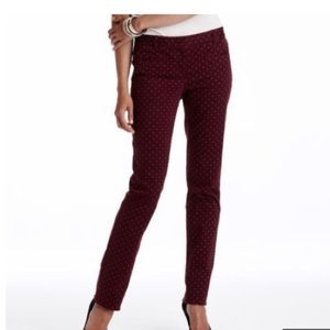 Loft Marisa pink and burgundy polka dot pant 6P